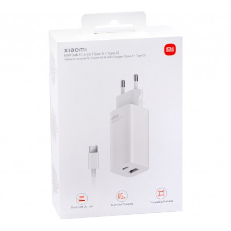 Xiaomi Mi 65W Fast Charger GaN Tech (Type A + Type C) + cable C2C Original
